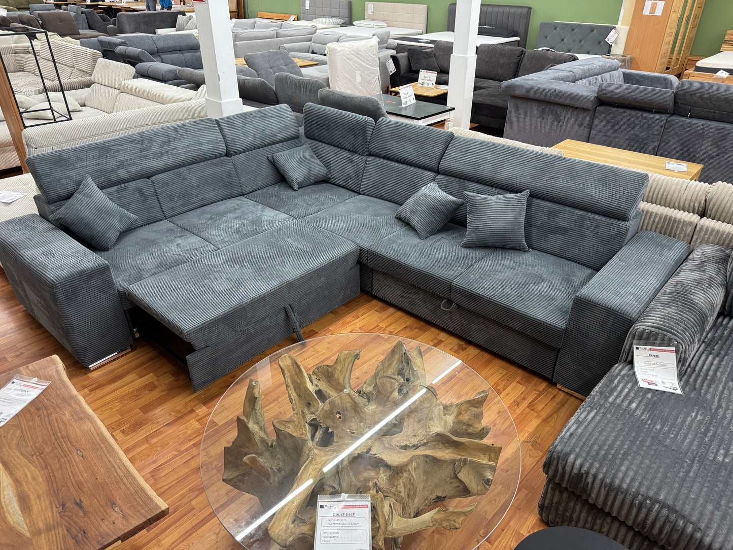 Sofa Couch Wohnlandschaft +Cord +Stauraum +Bettfunktion +Kopfstützenverstellung
