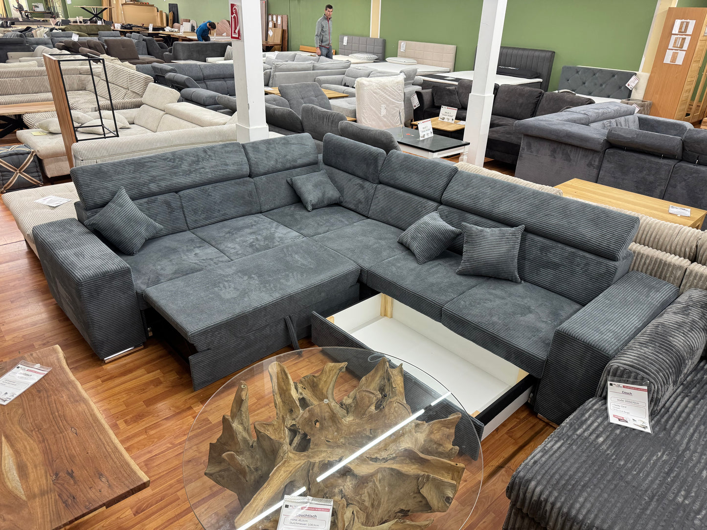 Sofa Couch Wohnlandschaft +Cord +Stauraum +Bettfunktion +Kopfstützenverstellung