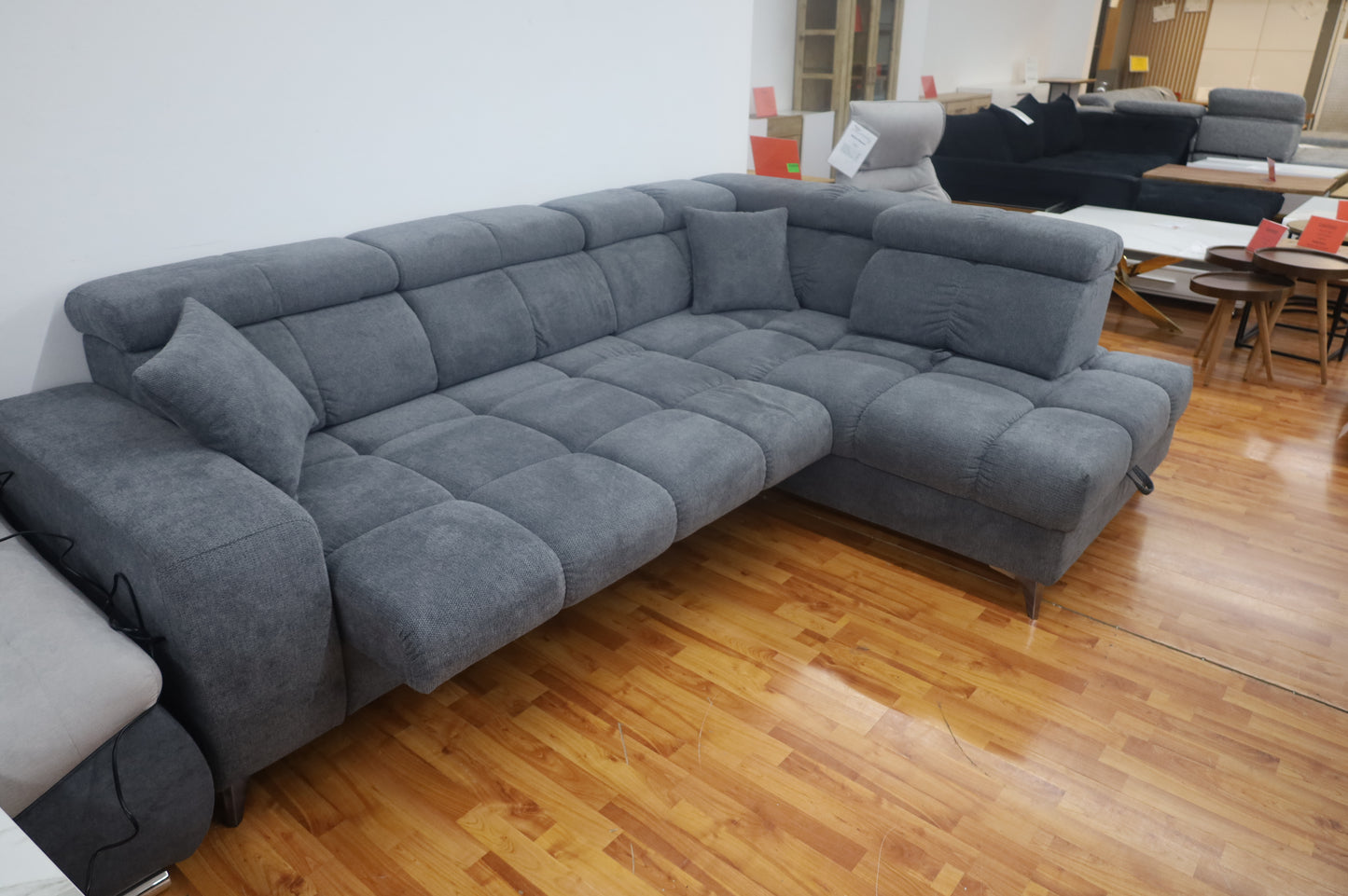Sofa Couch Wohnlandschaft +elektrische Sitztiefe +Stauraum +Kissen