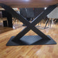 Esstisch Tisch Akazie +Metallgestell +Abgerundete Bootsform
