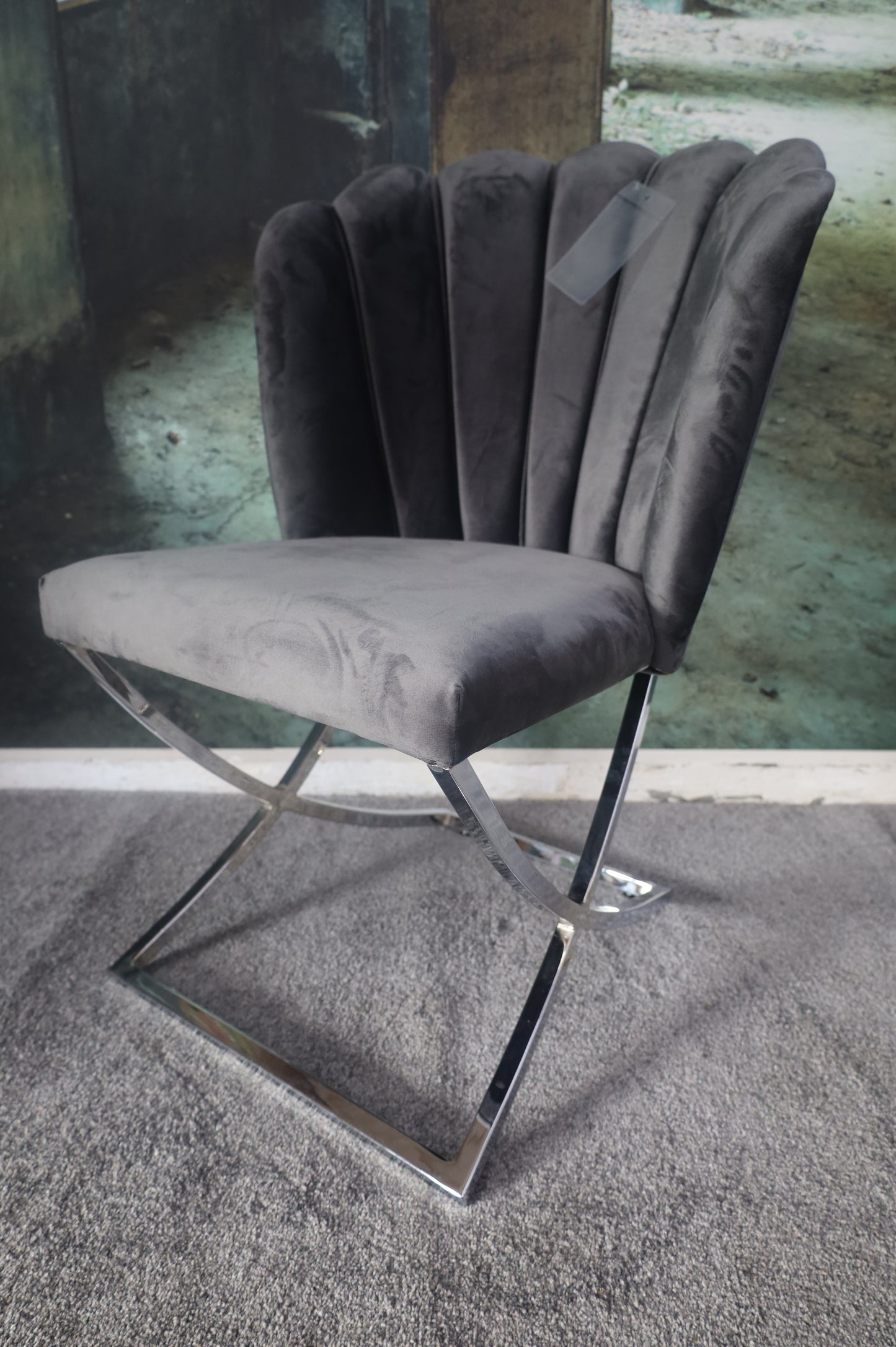 Esszimmerstuhl Stuhl +Samtstoff +Gestell Gold oder Chrom +2 Farben