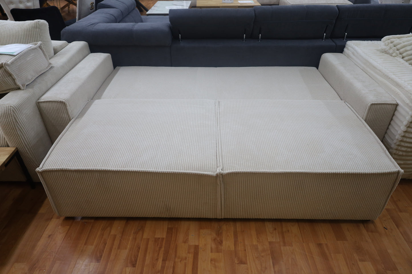 Sofa Couch Wohnlandschaft +Bettfunktion +Stauraum +Cordstoff