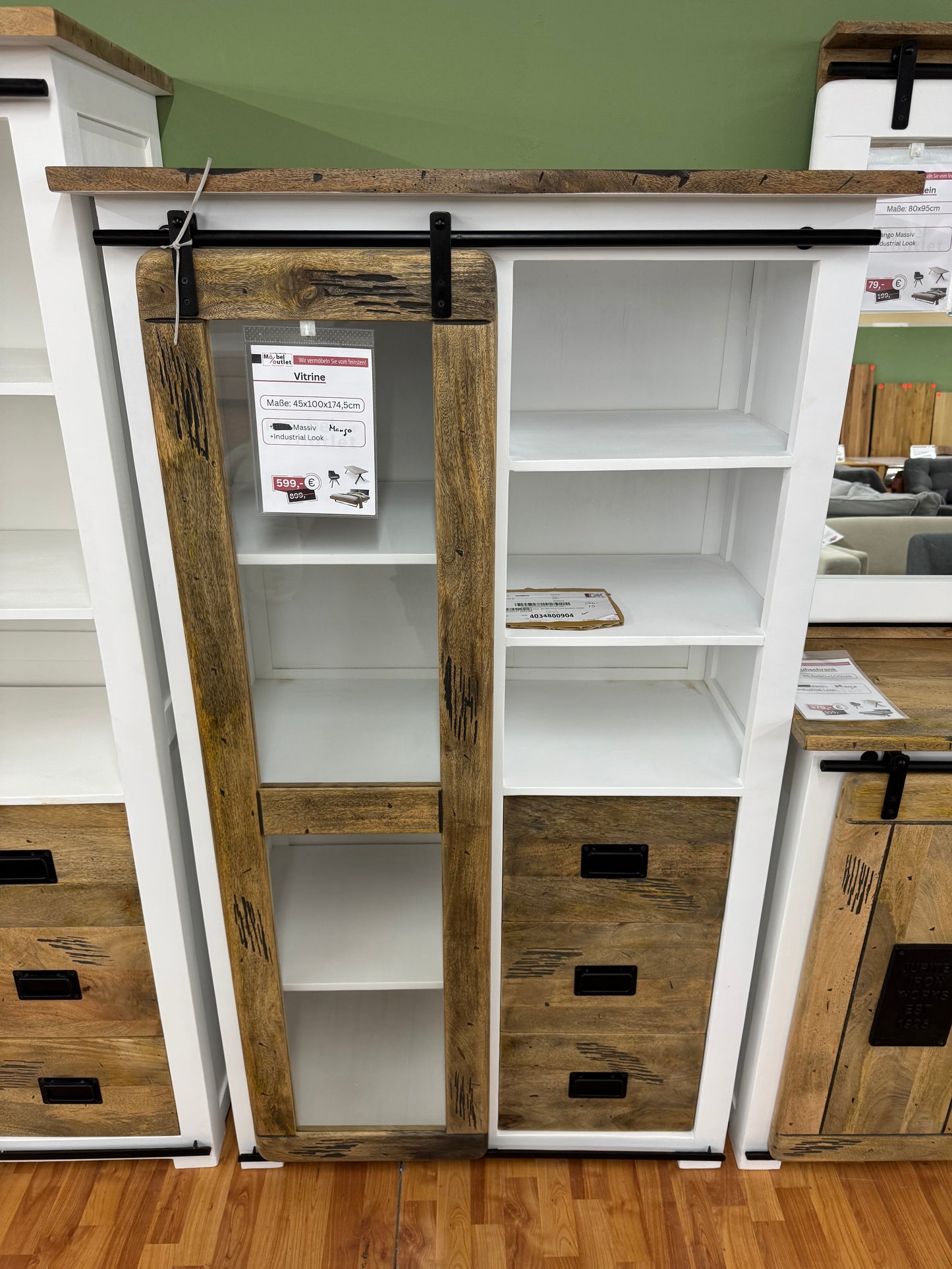 Vitrine Kommode +Mango Massiv +Industrial Look +verschiedene Varianten