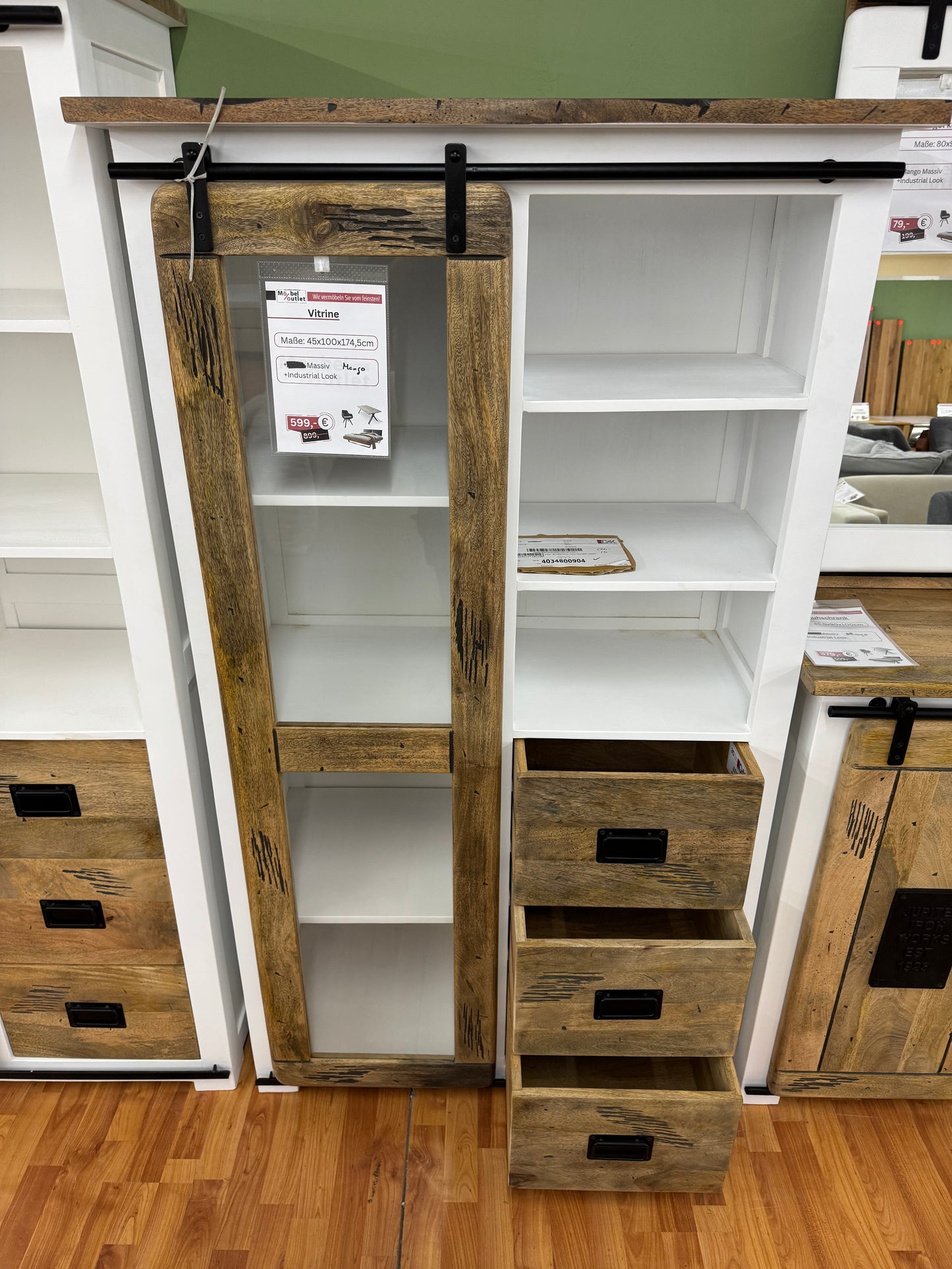 Vitrine Kommode +Mango Massiv +Industrial Look +verschiedene Varianten