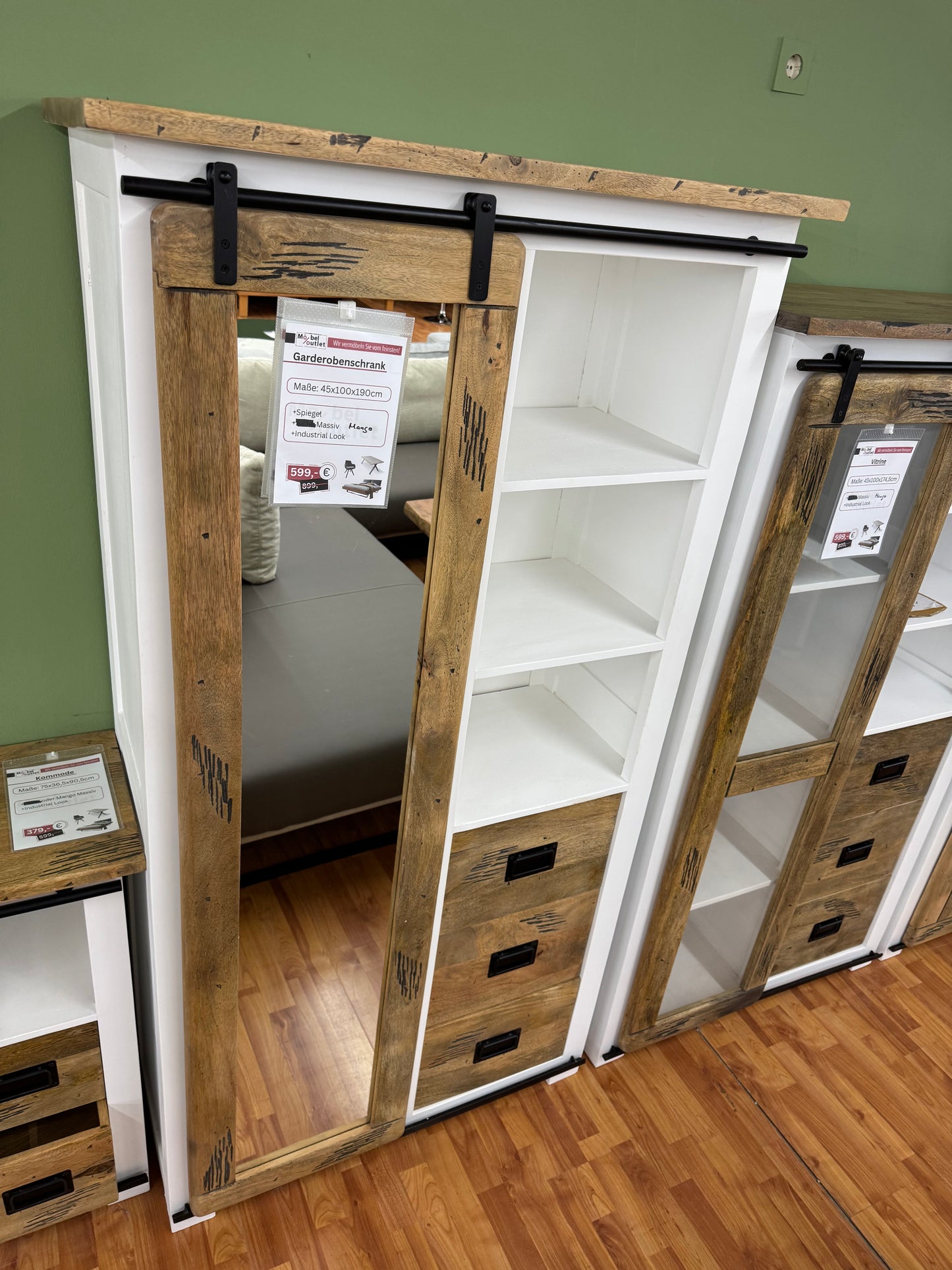 Garderobenschrank Kommode +Mango Massiv  +Industrial Look +verschiedene Varianten