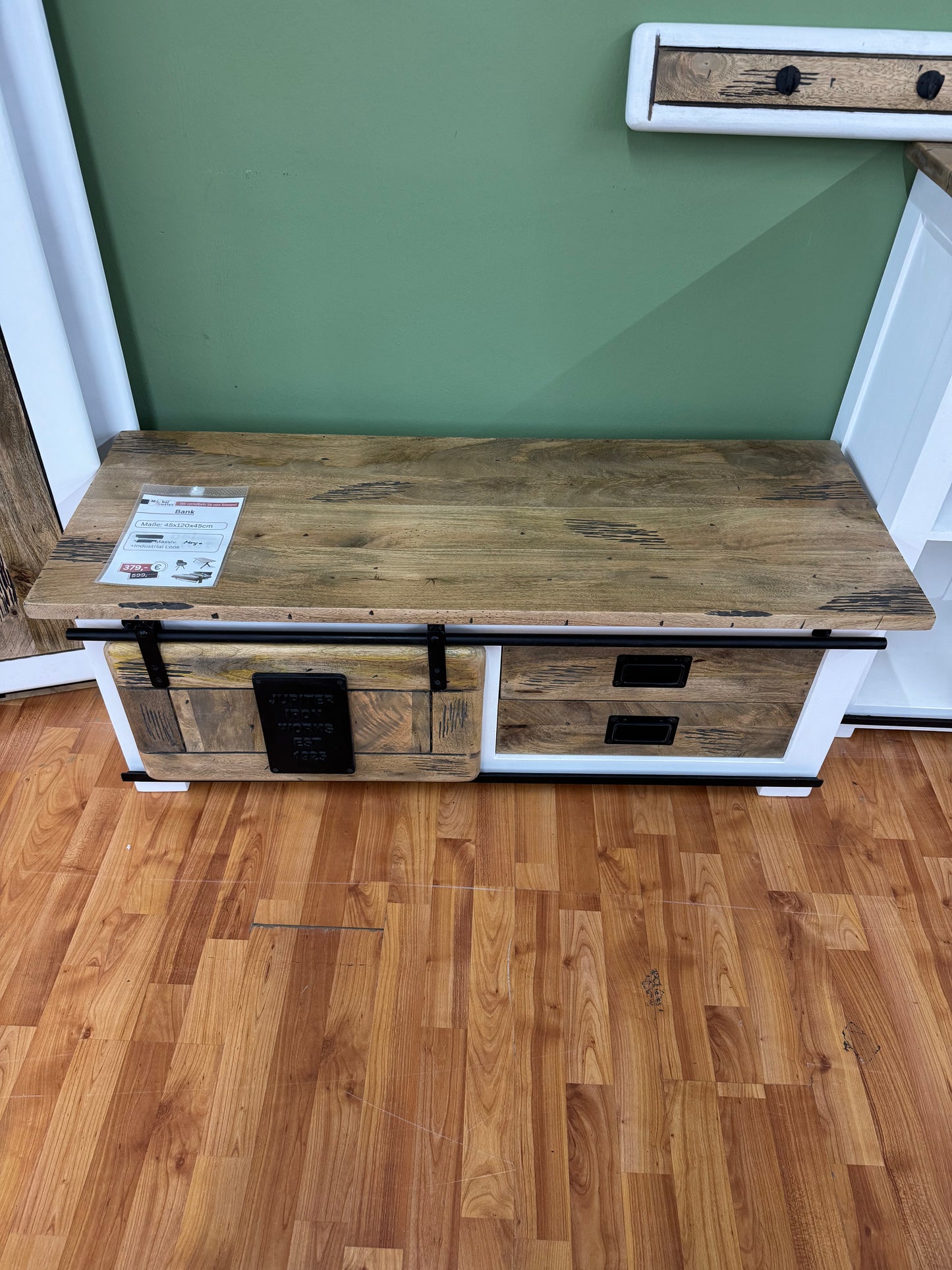 Bank TV-Board Kommode +Mango Massiv  +Industrial Look +verschiedene Varianten