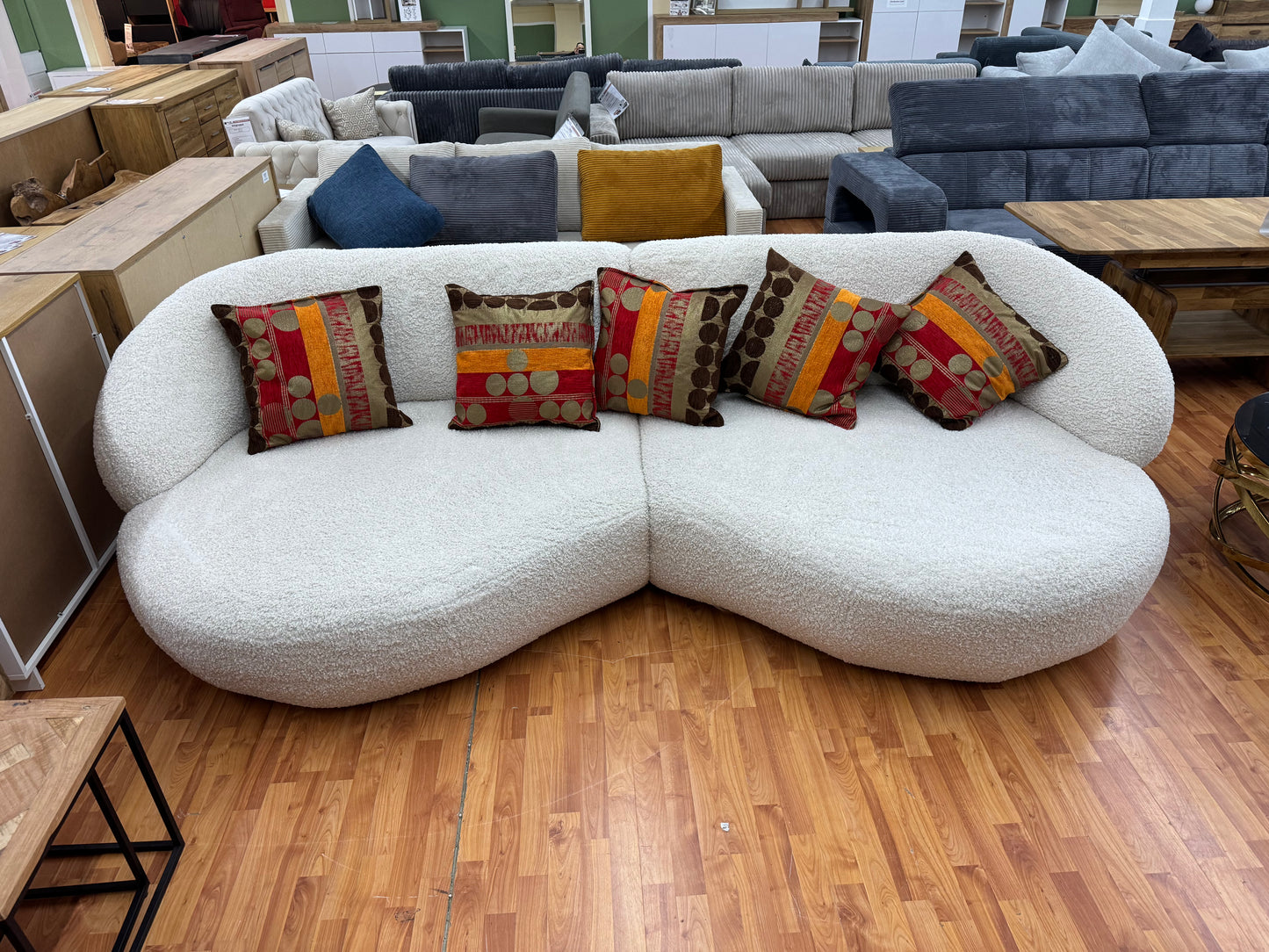 BIG Sofa Couch Wohnlandschaft +Wolle-Stoff +Kissen