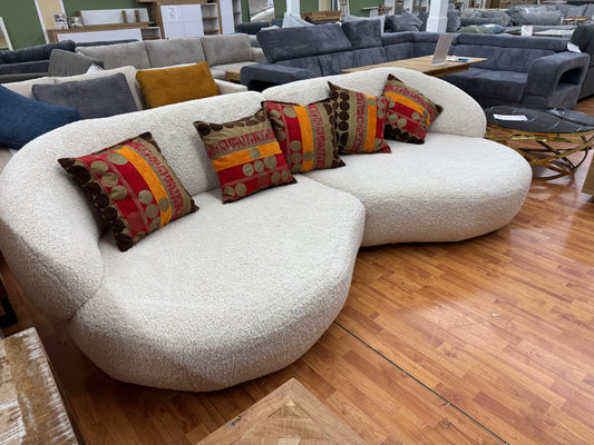 BIG Sofa Couch Wohnlandschaft +Wolle-Stoff +Kissen