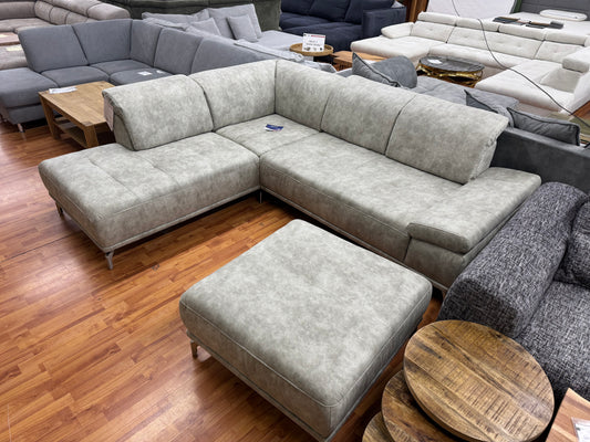 Sofa Couch Wohnlandschaft +Markensofa +Rückentiefenverstellung +Kopftteilverstellung +Hocker