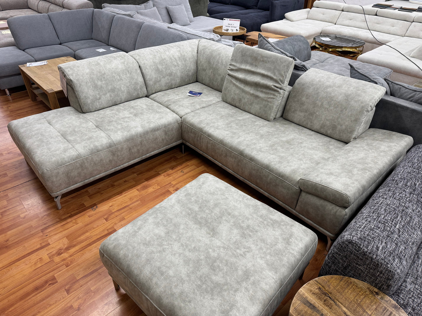 Sofa Couch Wohnlandschaft +Markensofa +Rückentiefenverstellung +Kopftteilverstellung +Hocker