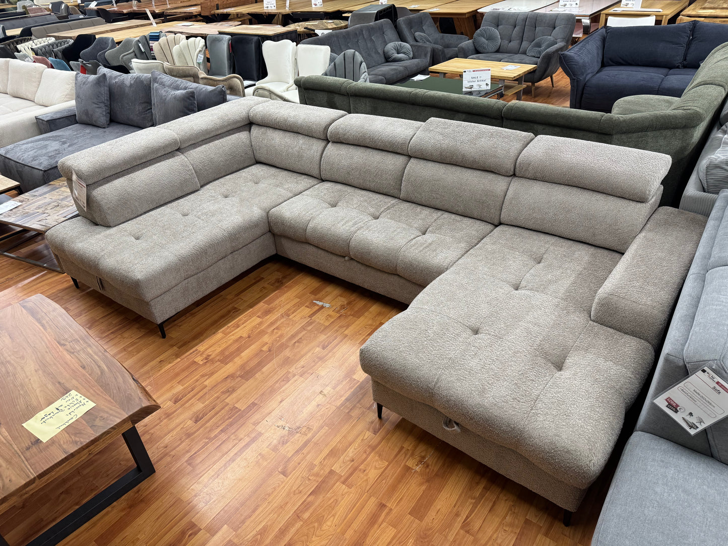 Wohnlandschaft Sofa Couch +Bettfunktion +Stauraum +Kopftteilverstellung