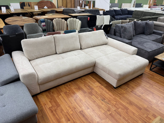 Sofa Couch Wohnlandschaft +Cord-Stoff +Bettfunktion +Stauraum