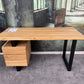 Schreibtisch Eiche +Massivholz +Schubkasten +Massivholzfront +Metallgestell +Neu auf Lager