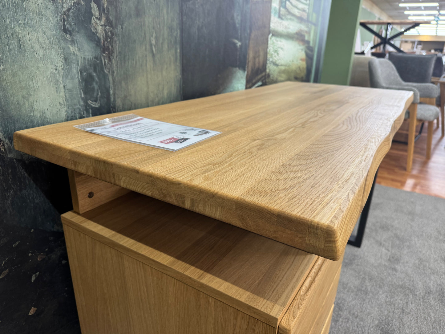 Schreibtisch Eiche +Massivholz +Schubkasten +Massivholzfront +Metallgestell +Neu auf Lager