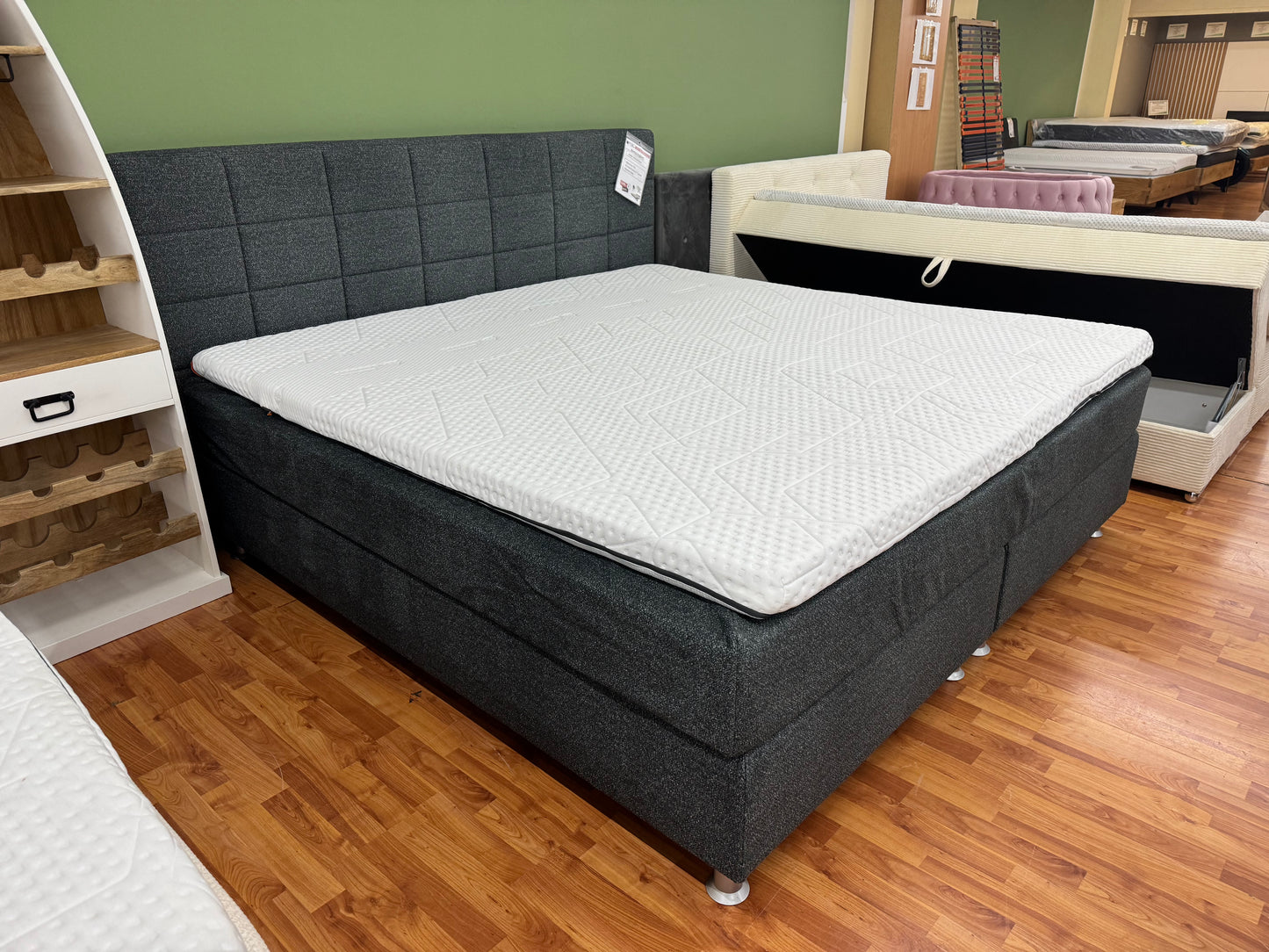 Boxspringbett Bett +Emma Topper +200x200cm +Markenbett
