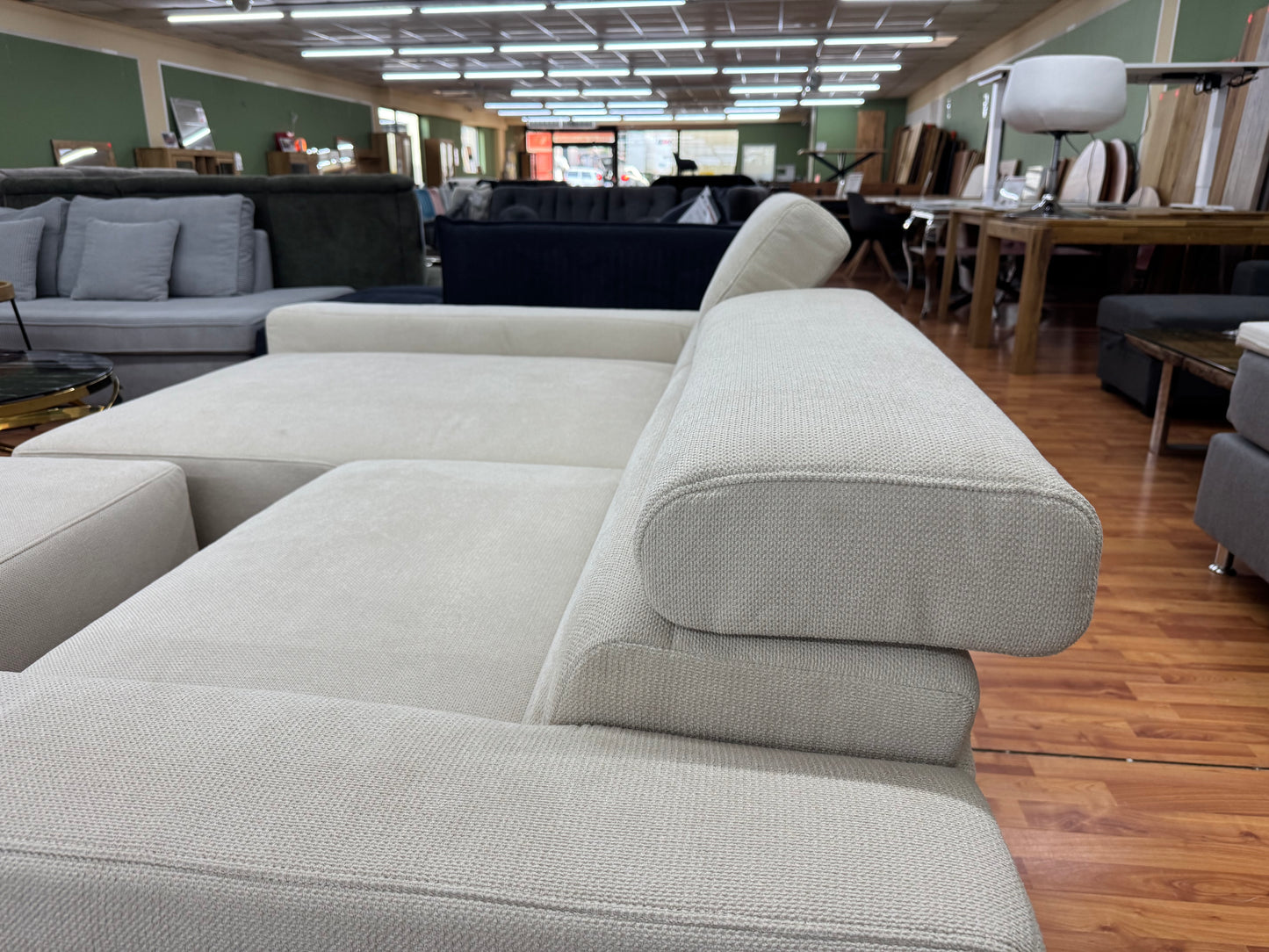 Sofa Couch Wohnlandschaft +Hocker +Kopfstützenverstellung