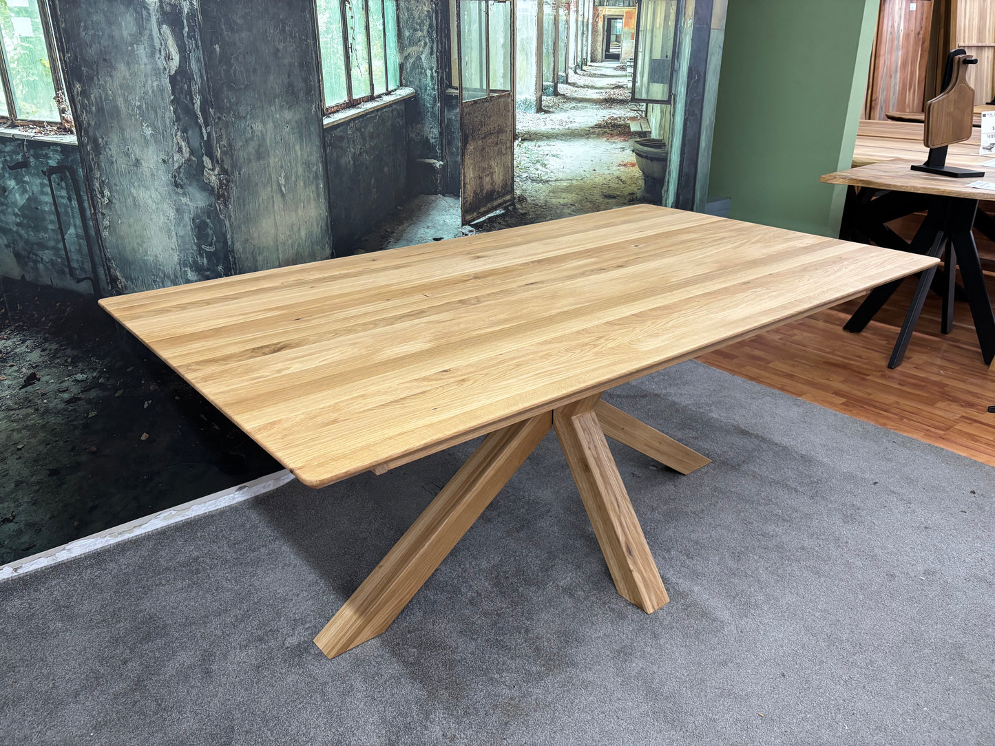 Esstisch Tisch Eiche +Vollmassiv+Spider Holz+Auszug 85cm+Auf Lager