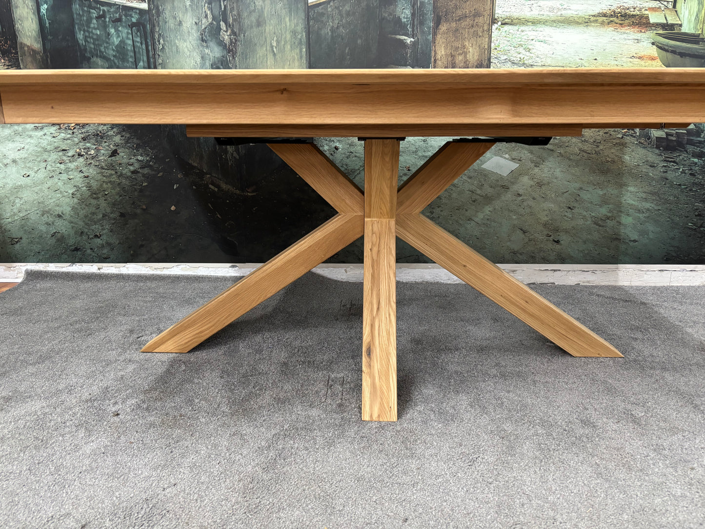 Esstisch Tisch Eiche +Vollmassiv+Spider Holz+Auszug 85cm+Auf Lager