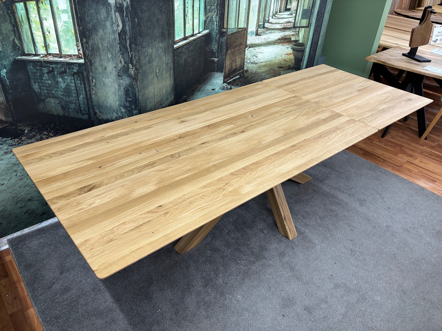 Esstisch Tisch Eiche +Vollmassiv+Spider Holz+Auszug 85cm+Auf Lager