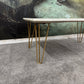 Couchtisch +weißes Marmor +Metallgestell +Gold