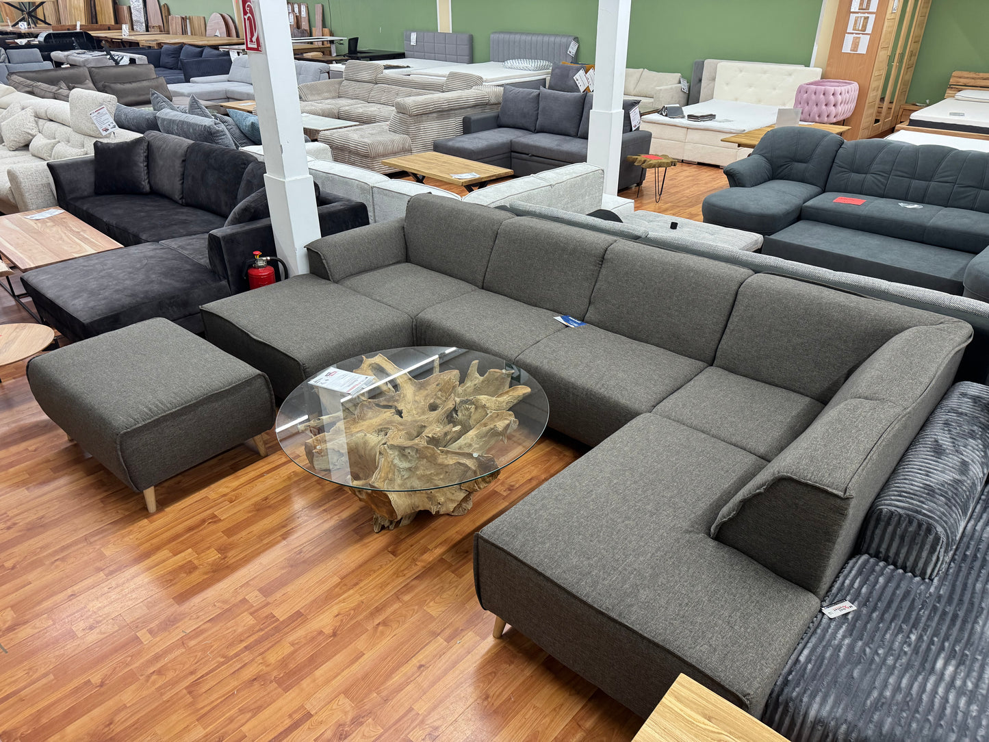 Wohnlandschaft Sofa Couch +Hocker
