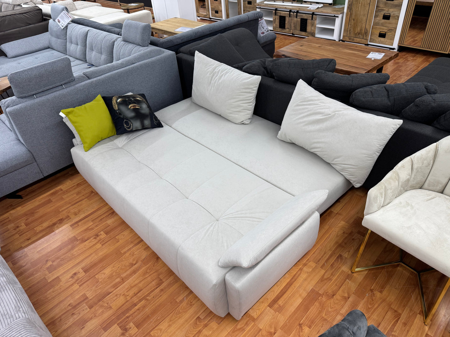 Sofa Couch Wohnlandschaft +Bettfunktion +Stauraum +Kissen
