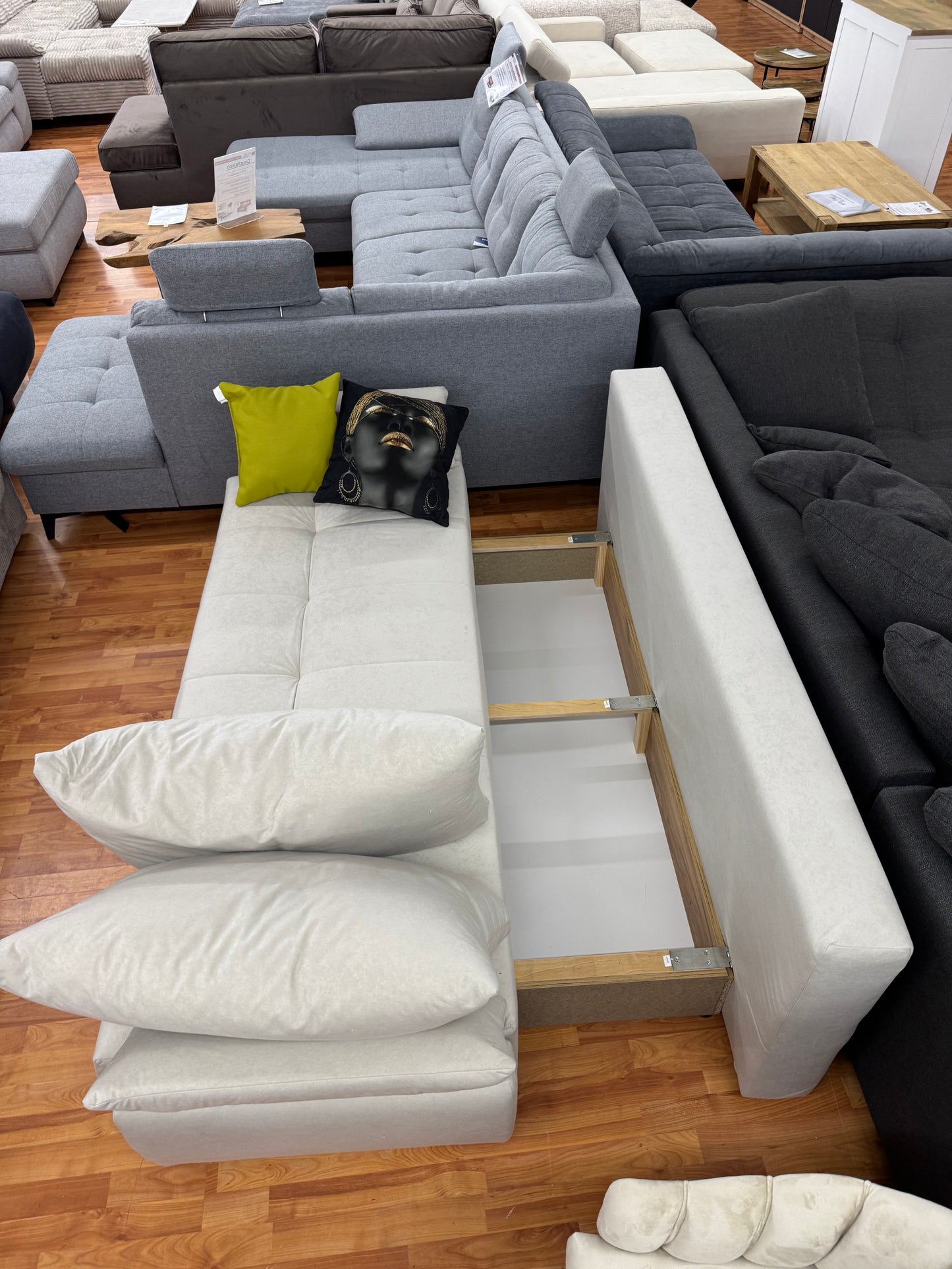 Sofa Couch Wohnlandschaft +Bettfunktion +Stauraum +Kissen