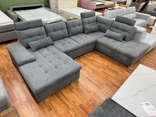 Wohnlandschaft Couch Sofa +Nierenkissen +Stauraum +Bettfunktion +Kopfstützen abnehmbar