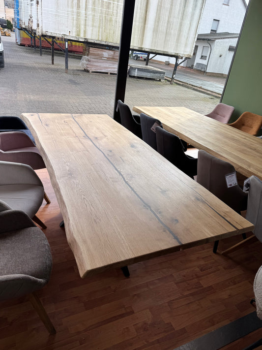 Esstisch Epoxidharz Transparent +Vollmassiv 4cm +Baumkante +versch. Größen