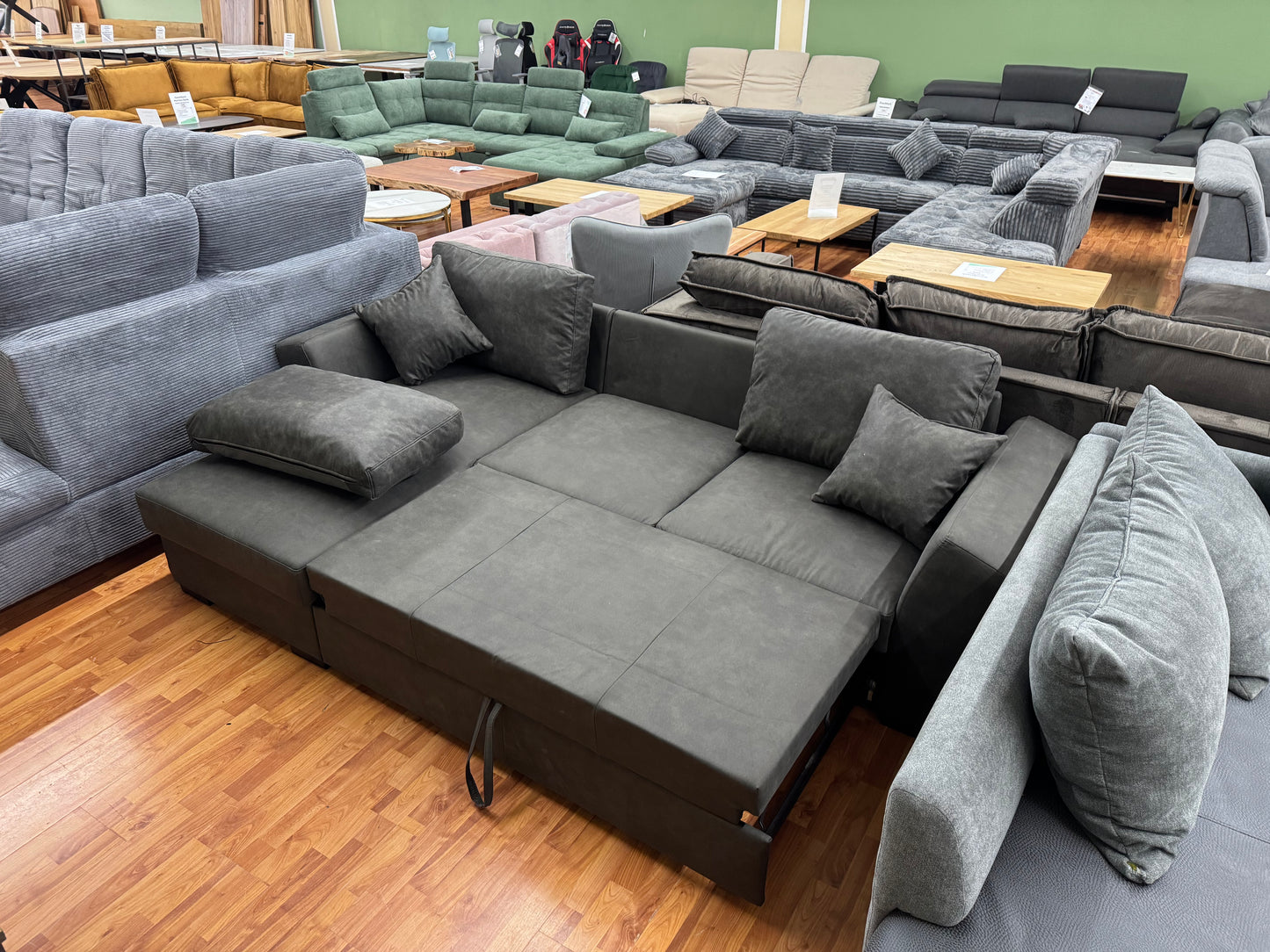 Sofa Couch Wohnlandschaft +Bettfunktion +Stauraum +Kissen
