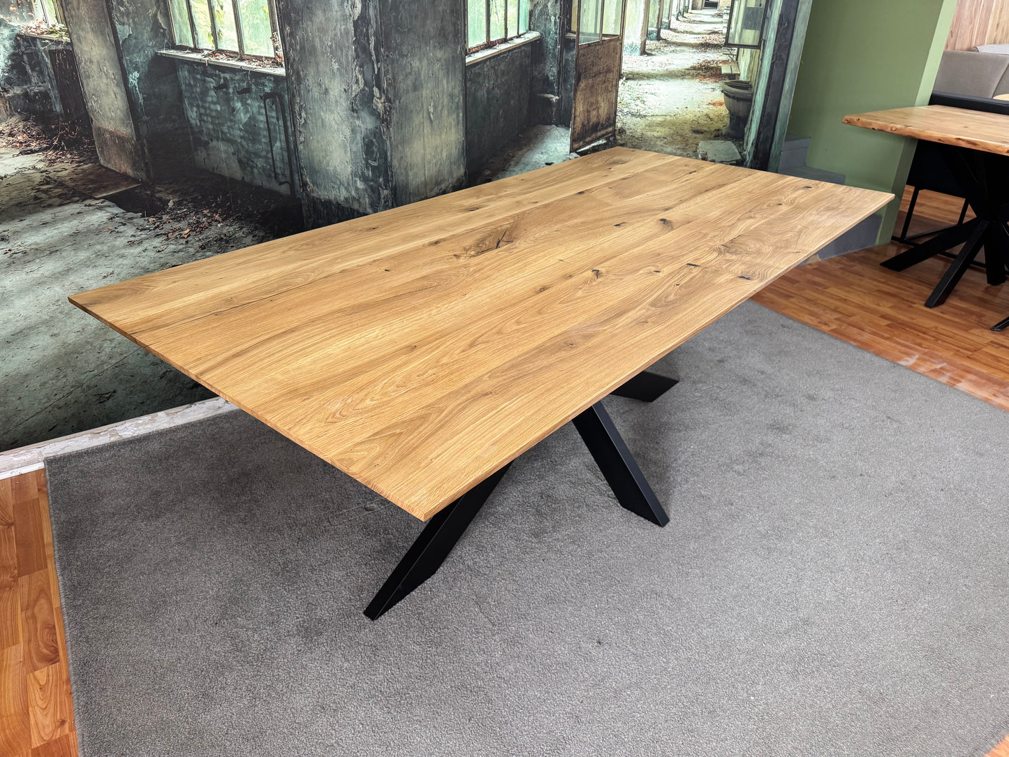 Esszimmertisch Esstisch Tisch +Vollmassiv Eiche +echte Baumkante +Spidergestell +verschiedene Größen +Neu auf Lager