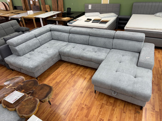 Wohnlandschaft Sofa Couch +2xStauraum +Bettfunktion +Kopfstützenverstellung +Rückentiefenverstellung