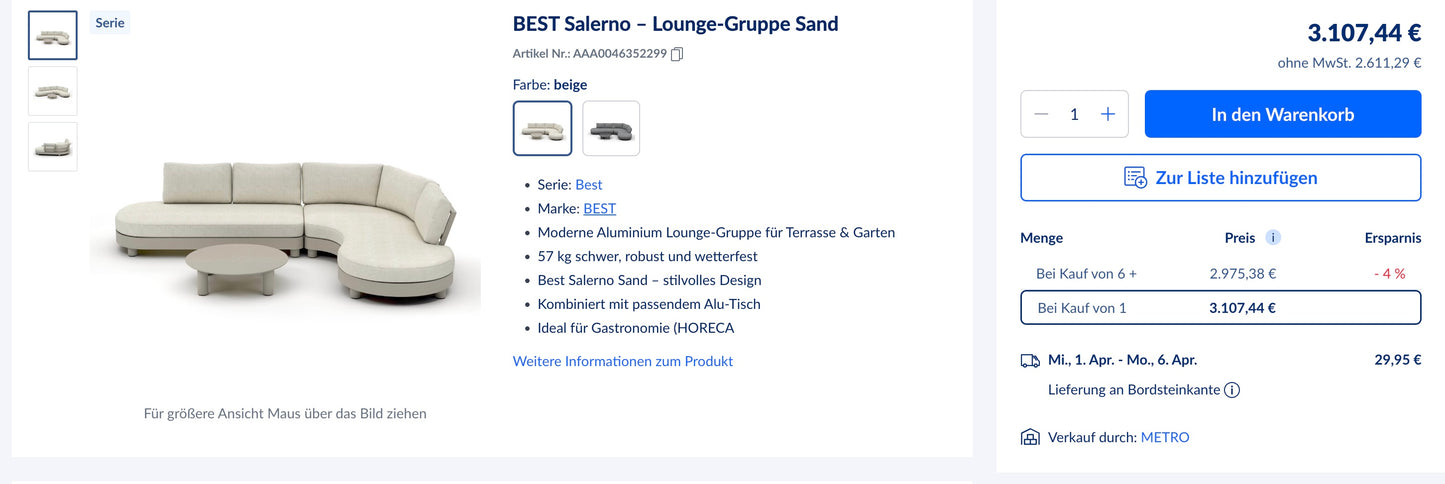 Lounge Set Outdoorlounge Terassenlounge +versch Farben +Neu auf Lager