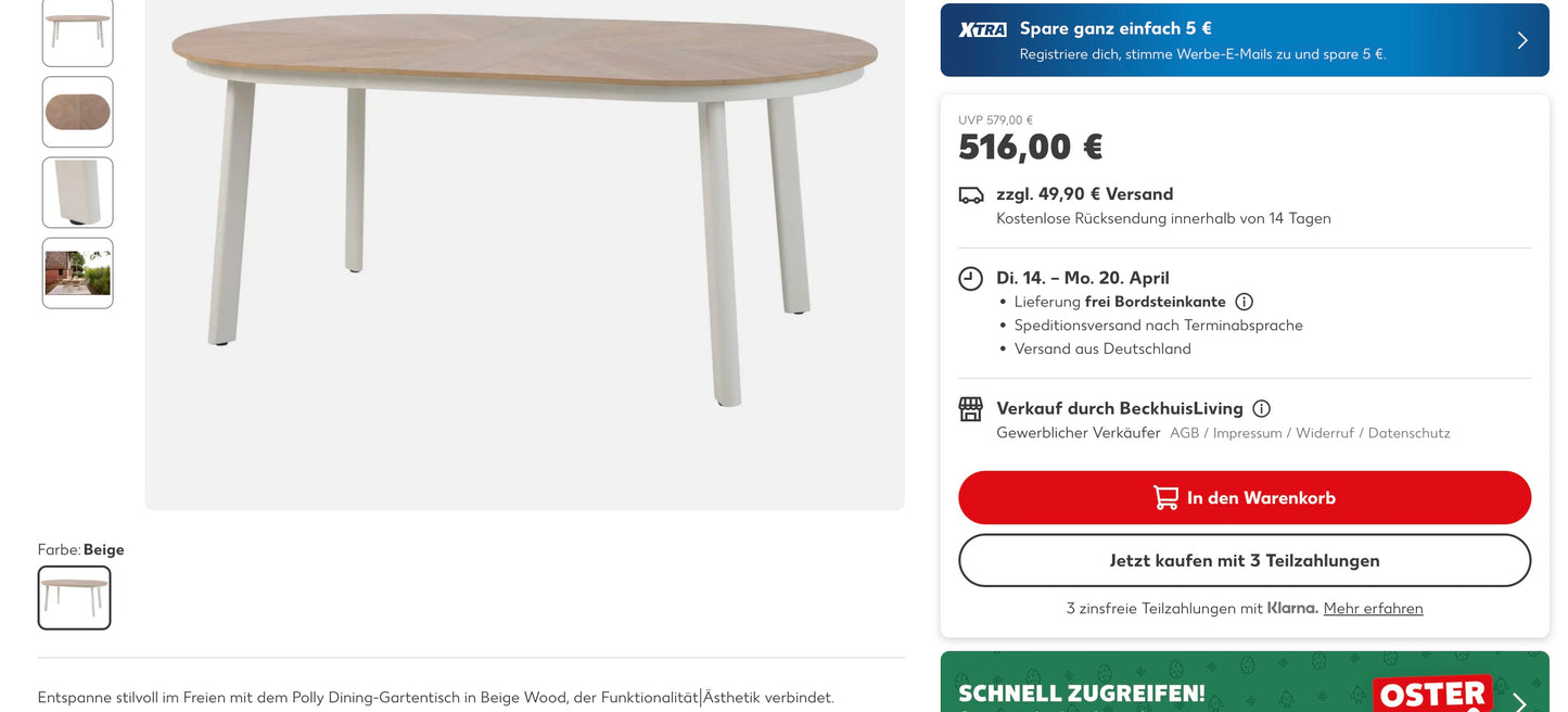 Esstisch Gartentisch Outdoortisch Terassentisch +versch Modelle +Neu auf Lager