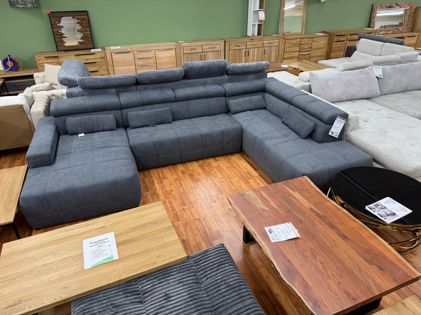Wohnlandschaft Couch Sofa +Sitztiefenverstellung +Nierenkissen +Kopfstützen einstellbar