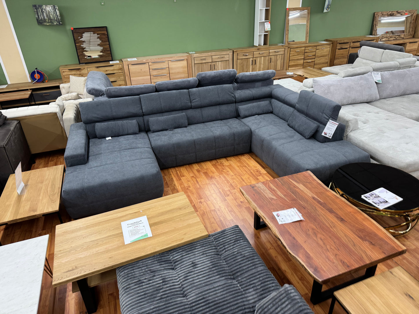 Wohnlandschaft Couch Sofa +Sitztiefenverstellung +Nierenkissen +Kopfstützen einstellbar