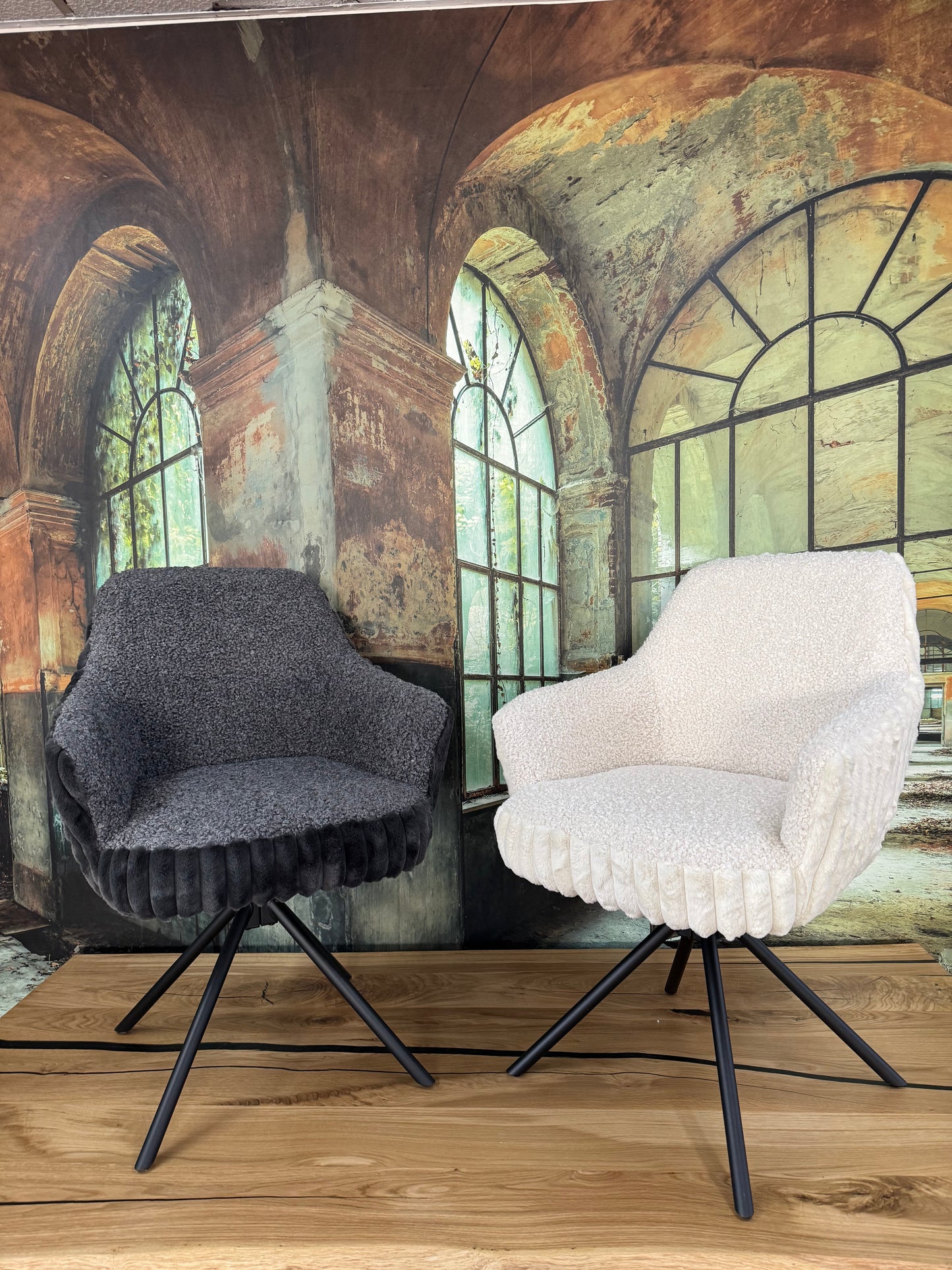 Esszimmerstuhl Stuhl Stühle +Teddy-Cord +Metallgestell +Dreh-Rück-Funktion +vers. Farben +Neu auf Lager
