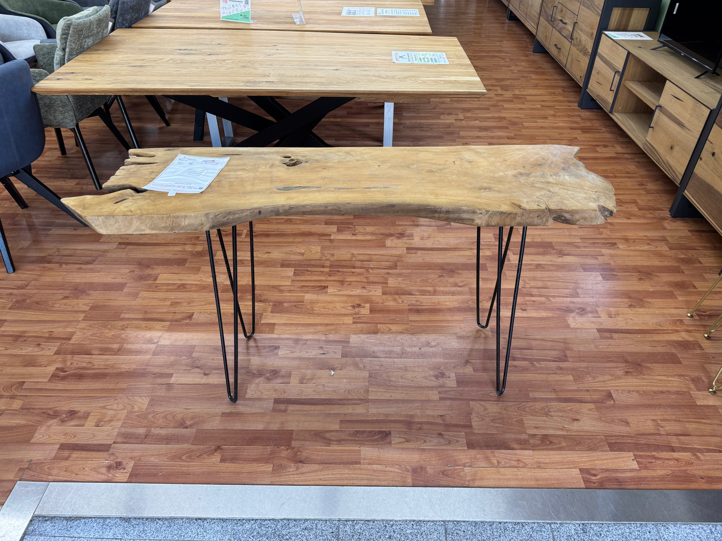 Konsole +echte Baumkante +Echtholz +Massivholz +Teak +Metallgestell +Neu auf Lager