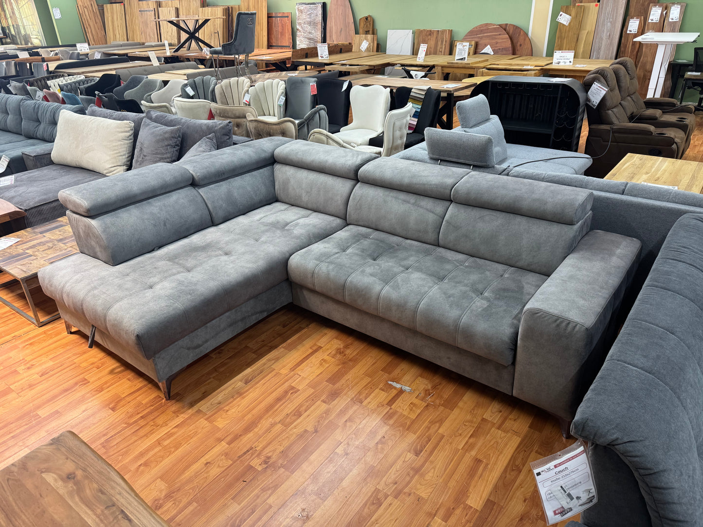 Sofa Couch Wohnlandschaft +elektr. Sitztiefenverstellung +Stauraum +Kopfstützenverstellung +Rückentiefenverstellung