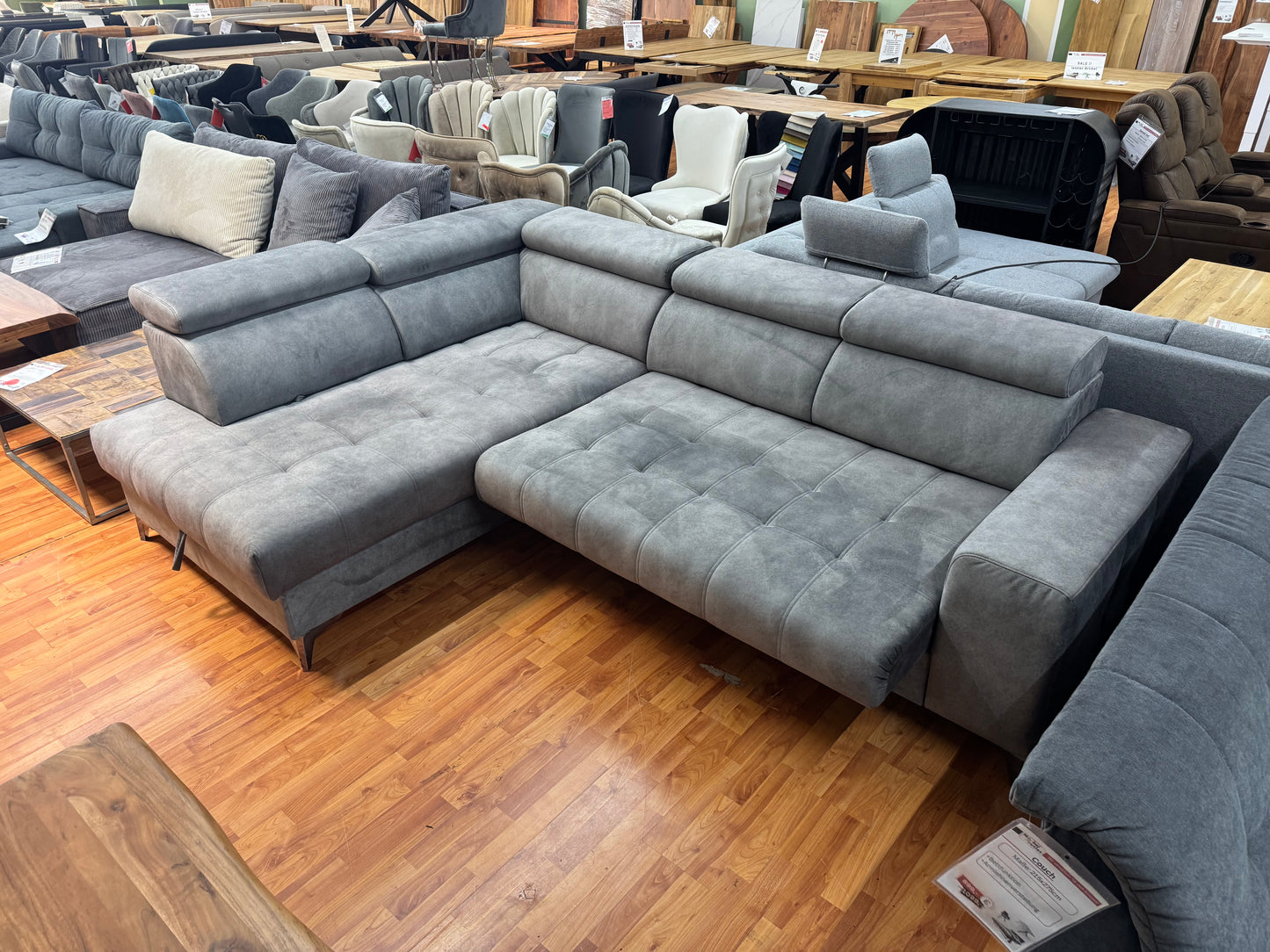 Sofa Couch Wohnlandschaft +elektr. Sitztiefenverstellung +Stauraum +Kopfstützenverstellung +Rückentiefenverstellung
