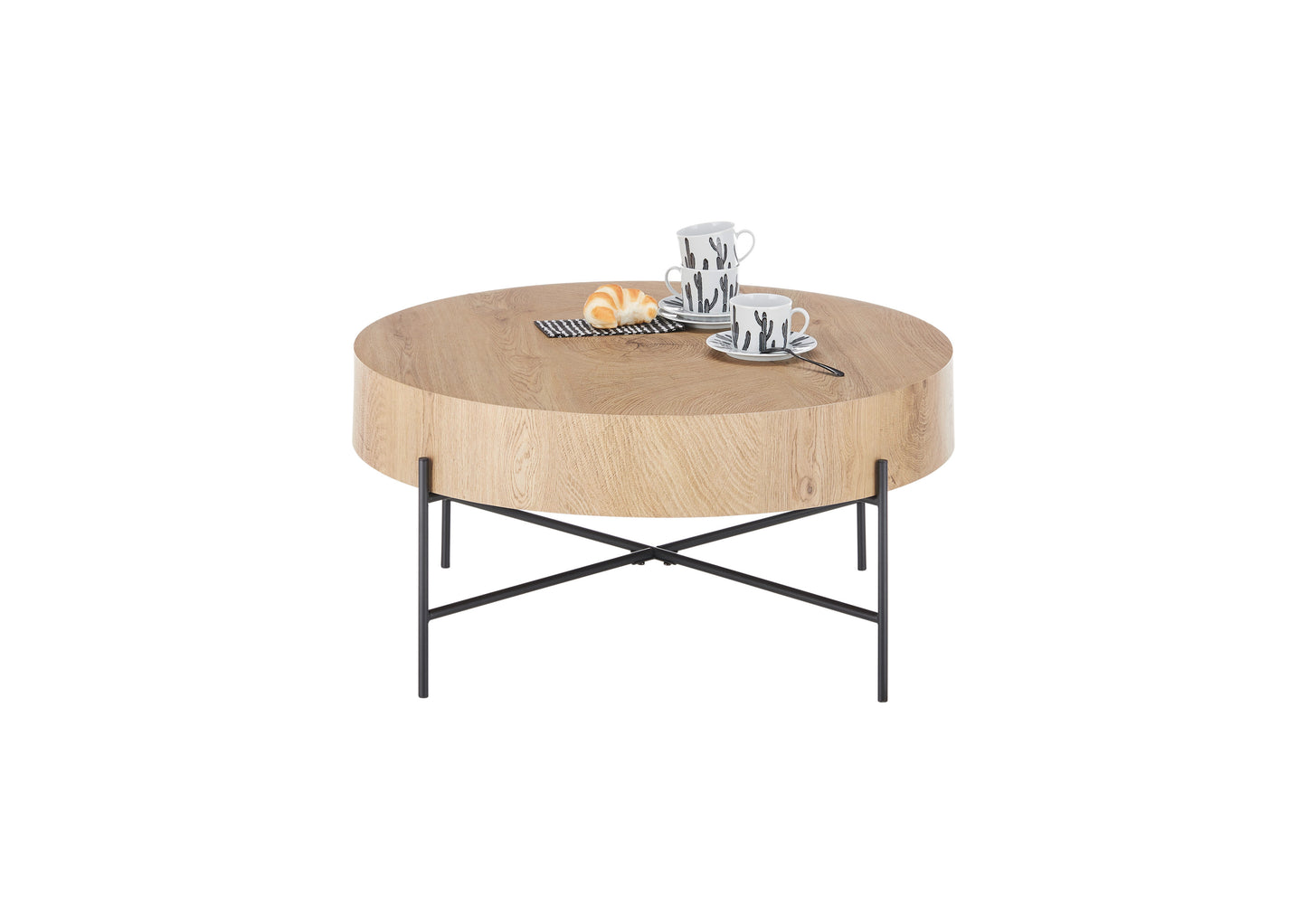 Couchtisch Beistelltisch + Eiche Holz Dekor + Metall Gestell + Neu auf Lager