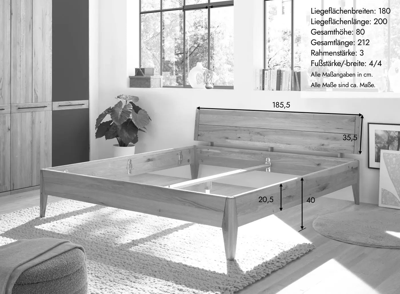 Bett Schlafzimmer +Massivholz +Eiche +als Set erhältlich