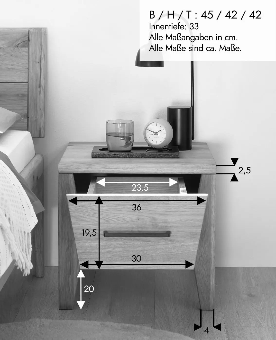 Nachttisch Schlafzimmer +Massivholz +Eiche +als Set erhältlich