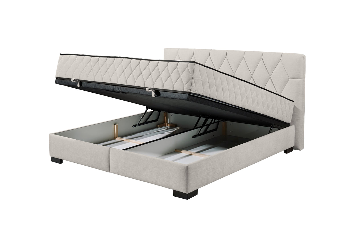 Bett Kastenbett + Stauraum + wende Matratzen + grau oder Beige auf Lager