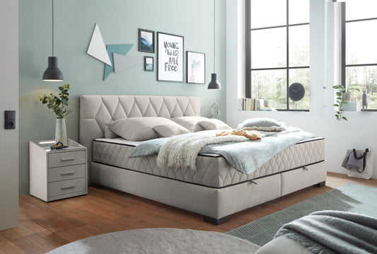 Bett Kastenbett + Stauraum + wende Matratzen + grau oder Beige auf Lager