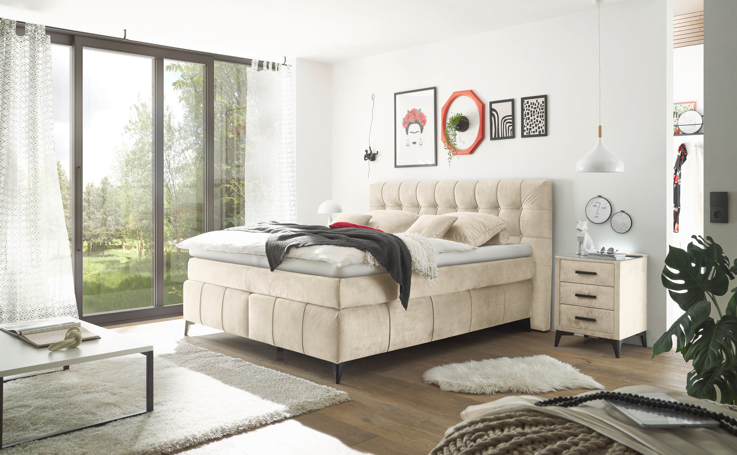 Boxspringbett Bett + Topper + 180x200cm +Neu auf Lager