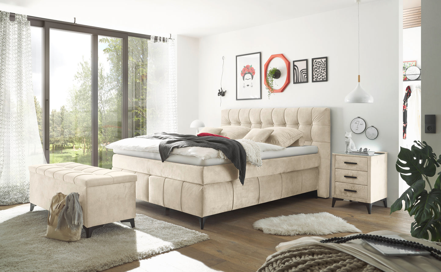 Boxspringbett Bett + Topper + 180x200cm +Neu auf Lager