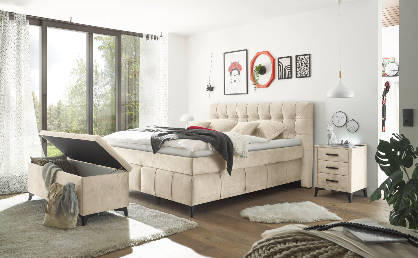 Boxspringbett Bett + Topper + 180x200cm +Neu auf Lager