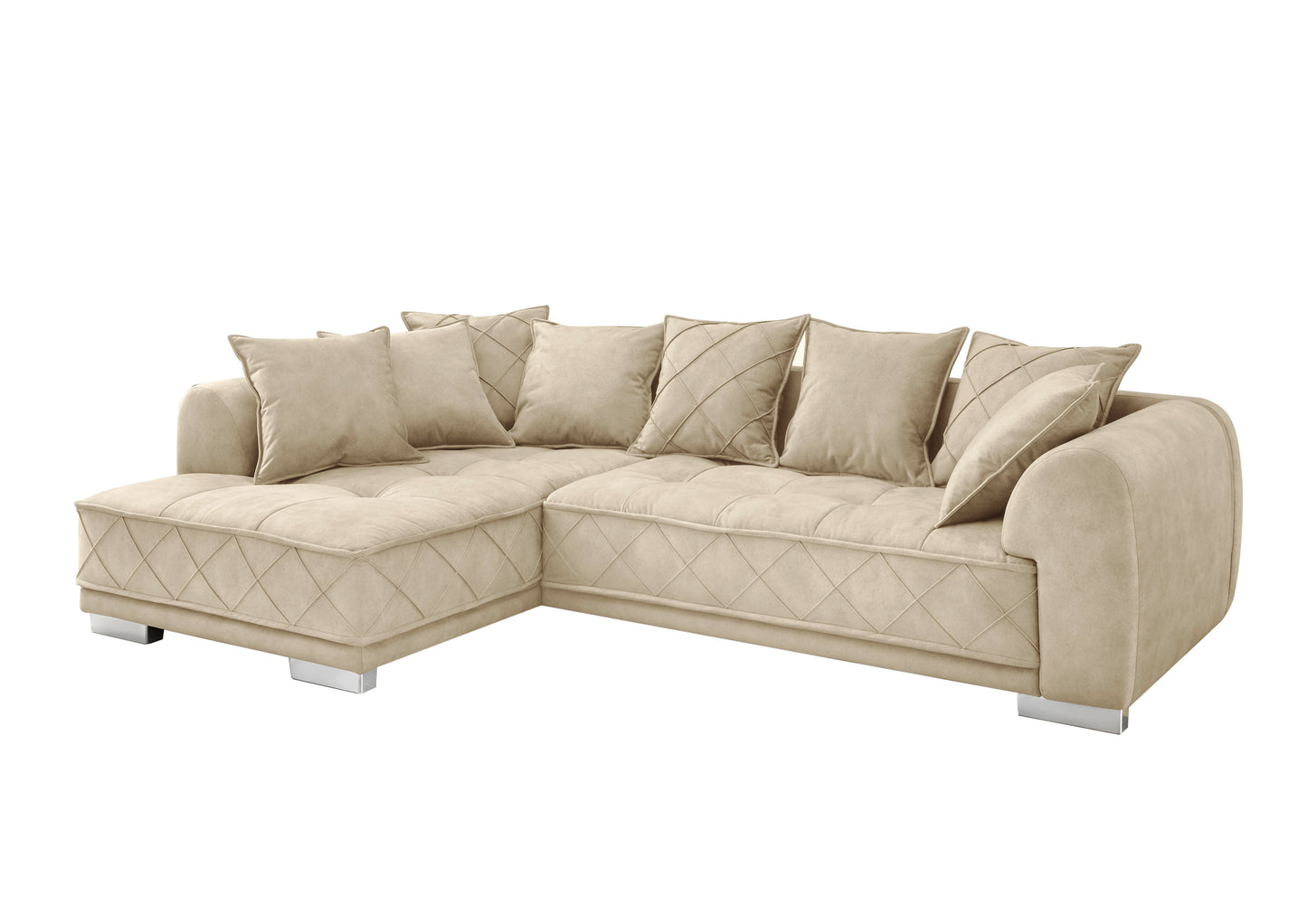 Sofa Couch Wohnlandschaft + Kissen + Seiten wechselbar