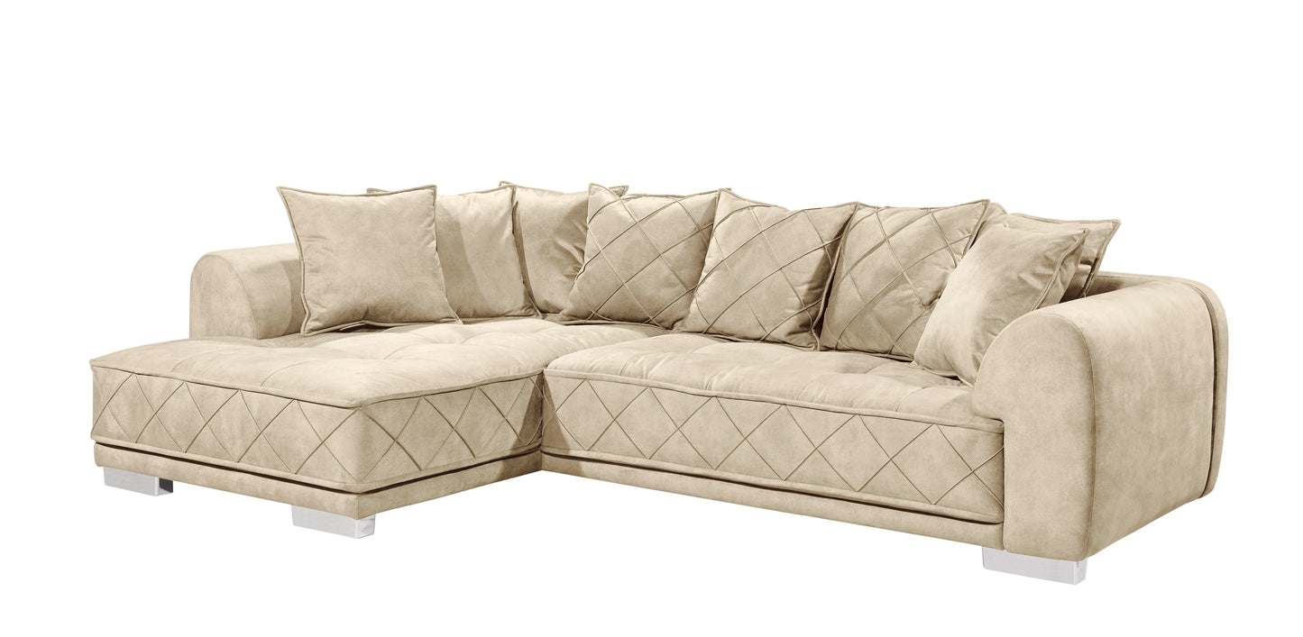 Sofa Couch Wohnlandschaft + Kissen + Seiten wechselbar